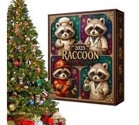 Christmas Countdown Calendar - Christmas Countdown Toy, 2d Flat Acrylic Animal Theme Ornament | 24 Days Raccoon Figurine Countdowns Calendar For Men Boys Girls Youth Teens Wife Husband