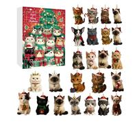 Christmas Countdown Calendar - Countdown Ornament | Cute Cats Pendnt | 24 Day Cat Theme 2D Flat Toy | Keychain Advent Christmas Calendar | Cute Pendant for Vacation Holiday Classroom Desk Wall Tree K