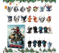 Christmas Countdown Calendar - Cute 2D Acrylic Dragon Ornaments