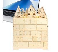 Christmas Countdown Calendar Decor | 35 x 10,5 x 40 cm Festive Wooden Advent Decoration, Reusable Christmas Countdown Decoration with LED Lights, for Family Friends Women Men Kids Teens Her Him
