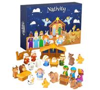Christmas Countdown Calendar - Funny Cute Festive Nativity Scene Mini | Holiday Countdown Calendar Christmas Decor for Kids Boys Girls Adults Home Office School Farmhouse Winter