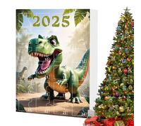 Christmas Countdown Calendario dell'Avvento - Set di 24 scatole da appendere all'albero con dinosauri con alfabeto 2D