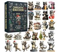 Christmas Countdown calendars - 24 Day 2D Acrylic Advent Pendant with Cute Raccoon Design for Holiday Decor | Fun Countdown for Wall, Door, Tree, Party, Indoor, Bedroom, Birthday or Festive Display