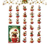 Christmas Countdown Calendars - 24 Days Creative 2D Acrylic Dog Themed Toy | Home Party Décor Cute Holiday Advent for Kids, Teens, Adults, Men, Women, Family Festivities, Stocking Stuffers