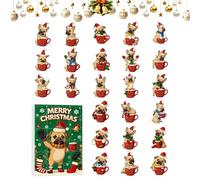 Christmas Countdown Calendars - 24 Days Creative 2D Acrylic Dog Themed Toy | Home Party Décor Cute Holiday Advent for Kids, Teens, Adults, Men, Women, Family Festivities, Stocking Stuffers