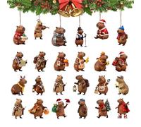Christmas Countdown - Capybara Ornament 2D Acrylic Pendant Set, 24 Days Calendar Ornaments for Tree Desk or Home Décor, Cute Holiday Decorations forTeens and Family Celebration
