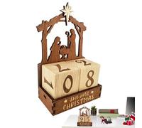 Christmas Countdown - Christmas Countdown Calendar | 25 Days Wooden Nativity Christmase Advent | Fun Tabletop Ornament For Bedroom Living Room Home Decor Winter Festival