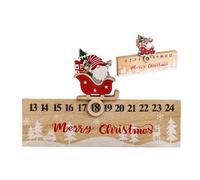 Christmas Countdown Decor - Sliding Sleigh Gnome Ornament | Double Sided 24 Numbers Design Wood Holiday Countdown, For Winter Festival Home Dorm Apartment Bedroom
