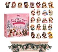Christmas Countdown Dog Ornaments - 2D Flat Collectible Decoration Cute Dog | Cute Dog Ornaments Countdown Calendar for Kids Pet Lovers | Girls Party Tree Door Mantel Windowsill Christmas Countdown Dog