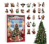Christmas Countdown - Flat Acrylic Animal, 24 Day Holiday Ornament | 24 Days Holiday Countdown Decoration for Home Room Apartment Dorm Holiday Party
