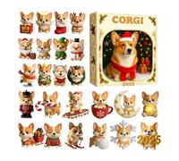 Christmas Countdown Keychain - Acrylic Dog Ornament, 2D Festive Decoration | 24 Days Calendar Ornament Keychain, Holiday Cute Countdown Figures Set Feature