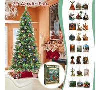 Christmas Countdown Ornament - 24 Day Acrylic Calendar With 2D Flat Figures Toys | Festive Holiday Decoration With National Parks Theme For Kids Teens Adults Women Men, Family Decor