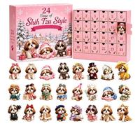 Christmas Countdown Ornaments, Cute Dog Holiday Decor, 2D Flat Design | Dog Figurine Advent Countdown Calendar 18x26cm, For Kids Pet Lovers Girls Party Tree Door Mantel Windowsill