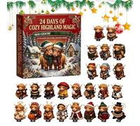 Christmas Cow Advent 24 Day Countdown Calendar 2026 Festive Decor | 3D Cow Figures Home Apartment Farmhouse Living Room Bedroom Desk Bookshelf Mantel Entryway Dining Table Holiday Party