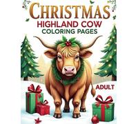 Christmas Cow Coloring Pages: Easy and Simple Highland Cow Coloring Page For Adults