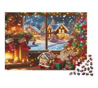Christmas Cozy Home Puzzle Classico 1000 Pezzi Per Ragazzi 14+ Passatempo Decorazione Murale Alta Qualità Attività Domestiche Cartone Resistente 38x26cm/1000pcs
