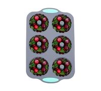 Christmas Craft Mold - Silicone 6 cavity Durable Ice Tray, Seasonal Wreath Pattern Maker | Versatile non Stick Structure, Decorative Multi Purpose Aid for Freezer Desserts Chocolate Candy Baking Whisk