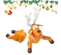 Christmas Crashing Animated Decoration | Smashing Santa Reindeer Decoration, Sound Activation Decor with Broken Glass Sticker and Leg-kicking Action for Holiday Home Adults Window Doors
