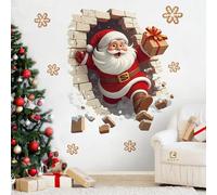 Christmas Creative Wall Sticker, Removable 3D Santa Wall Stickers for Doors, Windows, Bedrooms, Living Rooms, Holiday Party Decor (2 PCS CC35*40CM)