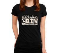 Christmas Crew Making Memories Together Alberi Stelle Natale Maglietta da donna, Nero , L