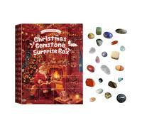 Christmas Crystal Calendar - 24-Day Natural Gem Holiday Advent | Boys Christmas Set Collectible Surprise Design Decorative Gem Display for Holiday, Office or Home Use, 8.27x6.3in