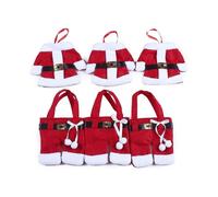 Christmas Cutlery Bag Santa Claus Suit Silverware Tableware Holder Knife Fork Bag Pouch for Home Dinner Table, 6pcs