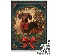 Christmas Dachshund Tapestry Blanket Puzzle Impossibili 1000 Pezzi Decorazione Per La Casa. Rilassamento E Intelligence Per Adulti E Ragazzi Da 14 Anni 70x50cm/1000pcs