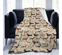 Christmas Dachshund Throw Blanket for Bed Couch Sofa Fuzzy Fleece Lightweight Soft Warm Cozy Travelling Camping Air Conditioning Quilt for Kids Adults All Season