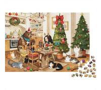 Christmas Decor Puzzle 1000 Pezzi Materiale Riciclabile Cozy Interior Adult Jigsaws Accessori per Tempo di Gioco Familiare Interessante Family Gioco per Women 70x50cm/1000pcs
