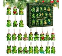 Christmas Decoration Countdown Calendar - Mini Crystal Frog Ornaments | | Festive Holiday Advent, Cute Amphibian Hanging Decor, Seasonal Tree Accent, Christmas Celebration Hardware Supply
