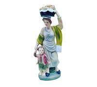Christmas Decoration Personaggio Presepe Donna con Pane e Bambino Statuetta Pastorella in Resina 30 cm