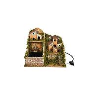 Christmas Decoration Scenario Casolare con Fontana Presepe 21 cm con Luci Presepe Decorazione Natale