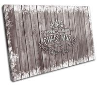Christmas Decoration Wall Canvas ART Print XMAS Picture Gift Wood 03 Brown Chris