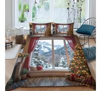 Christmas decorcopripiumino ultra microfibra 3 Pezzi stampa 3D con cerniera Cozy winter home style Set Di Copripiumino incluso federe per cuscini aiosa for bambini e adolescenti Single（135x200cm）