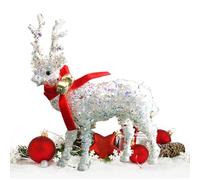 Christmas Deer, Christmas Deer Decorations Indoor Wear Scarf, Glittering Reindeer Sculpture for Home Winter Holiday Porch Yard Window Halloween