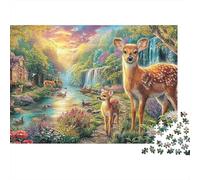 Christmas Deer with Wreath And Bow_2 Puzzle Da 1000 Pezzi Highly Playable Puzzle Perfetto Per Uomini, Donne, Anziani E over 65 70x50cm/1000pcs
