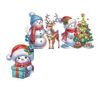 Christmas Diamond Art, DIY Xmas Diamond Painting Door Frame Hanging Decor Partial Drill Wooden Door Decoration Diamonds Arts Set Decorative Wooden Doors Pendant for Home Christmas Decoration