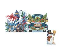 Christmas Diamond Art, DIY Xmas Diamond Painting Door Frame Hanging Decor Partial Drill Wooden Door Decoration Diamonds Arts Set Decorative Wooden Doors Pendant for Home Christmas Decoration