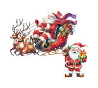 Christmas Diamond Art, DIY Xmas Diamond Painting Door Frame Hanging Decor Partial Drill Wooden Door Decoration Diamonds Arts Set Decorative Wooden Doors Pendant for Home Christmas Decoration