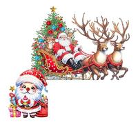 Christmas Diamond Art, DIY Xmas Diamond Painting Door Frame Hanging Decor Partial Drill Wooden Door Decoration Diamonds Arts Set Decorative Wooden Doors Pendant for Home Christmas Decoration