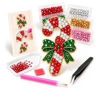 Christmas Diamond Painting Brooch Kit, DIY Wearable Rhinestone Pins | Festive Gem Art • Pin Back Accessory • Sparkling Holiday Jewelry Craft