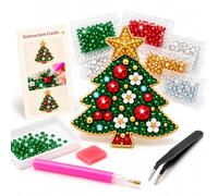 Christmas Diamond Painting Brooch Kit, DIY Wearable Rhinestone Pins | Festive Gem Art • Pin Back Accessory • Sparkling Holiday Jewelry Craft