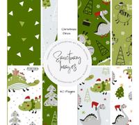 Christmas Dinosaurs Scrapbooking Paper: Decorative Craft Paper Pad Supplies, Junk Journaling, Scrapbooking, & Crafting Projects - Double Sided 8.5 x 8.5"