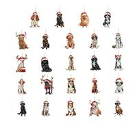 Christmas Dog Advent | 24-Days Countdown Calendar 2D Acrylic Ornaments | Festive Cute Dogs Ornament,Adorable Collectible Decorations | For Home Tree Party Vacation Window Wall