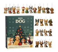 Christmas Dog Ornaments Advent 24 Days, 2D Acrylic Cute Dog Ornaments Set, 2025 Advent Countdown Calendar For Kids Adults Christmas Tree Window Wall Door Car Rearview Mirror Decor