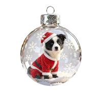 Christmas Dog Ornaments - Clear Snow Globe | 8cm Hanging Ball Decoration