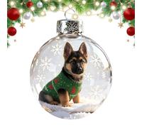 Christmas Dog Ornaments - Clear Snow Globe | 8cm Hanging Ball Decoration
