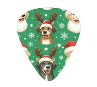 Christmas Dogs-Santa-Hats - Confezione da 12 plettri per chitarra con 3 spessori e scatola portaoggetti, plettri in ABS per basso elettrico