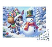Christmas Donkey Snowman 1000 Pezzi Cartone Spesso Donkey & Snowman Xmas Puzzle Per Adolescenti Cartone Solido Attività Senza Schermo Regalo Compleanno 70x50cm/1000pcs