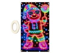 Christmas Door Banner - Fluorescent Holiday Sign for Indoor Outdoor Home Decor | Bright Glowing Fabric Cover, Easy Hanging Design, Perfect for Porch Wall Front Door Decoration, 180x90cm Multicolor